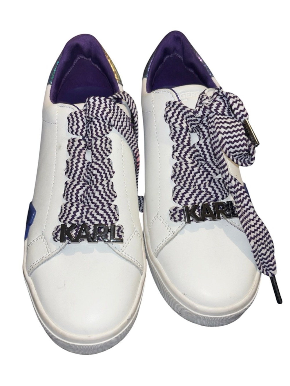 Karl Lagerfeld Paris Melora Lace-Up Sneakers | White/Multi | Women's Size 8.5